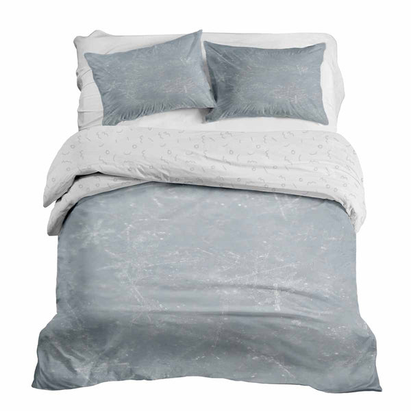 Therapy blanket and bedding set, grey with snowflakes.