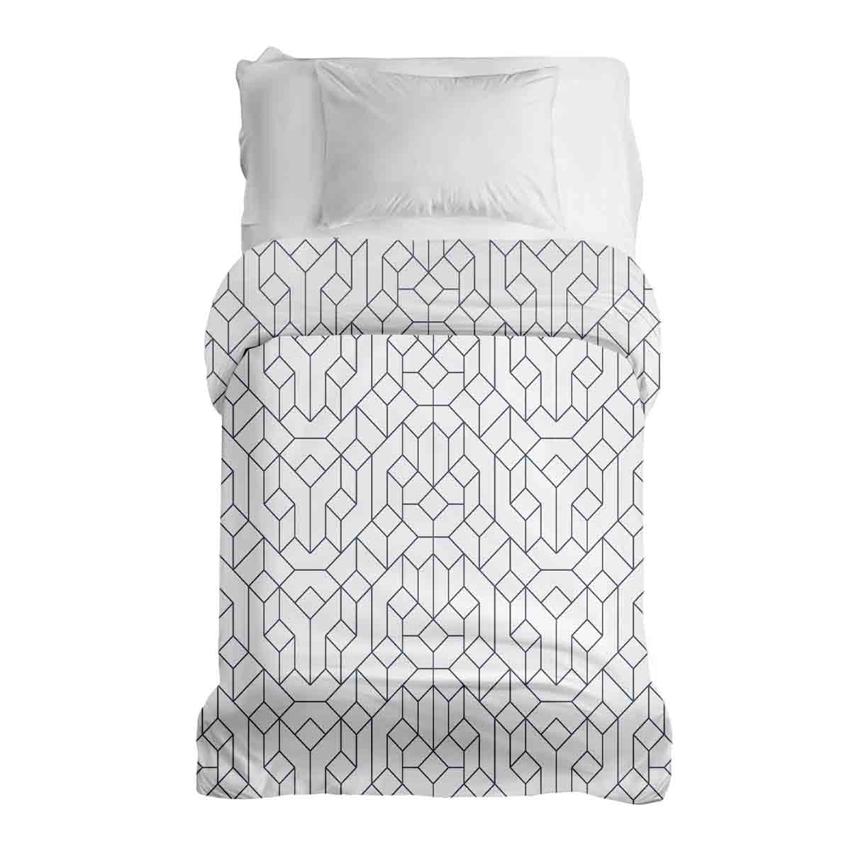 Couverture thérapeutique originale - Housse en coton blanche avec motif noir