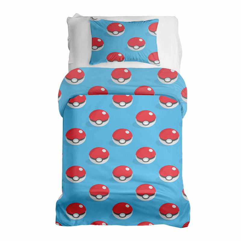 Therapy blanket bedding set, light blue, with Pokemon.