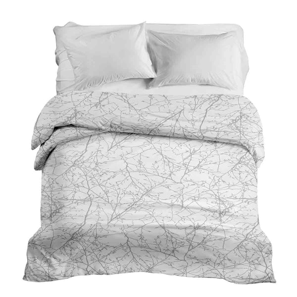 Original therapy blanket - cotton cover white with delicate gray branches