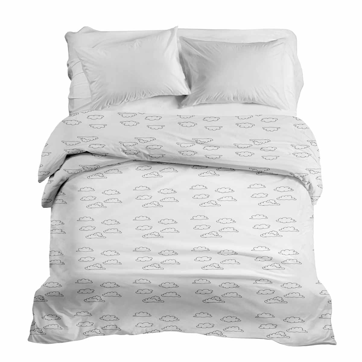 Couverture thérapeutique originale - Housse en coton blanc avec nuages