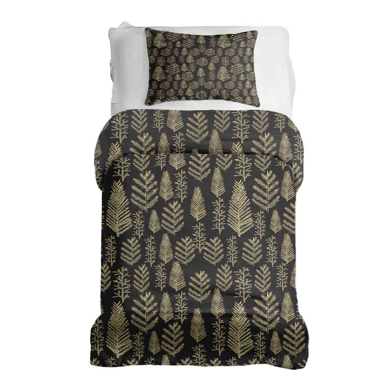 Therapy blankets and bedding set with forest motif.