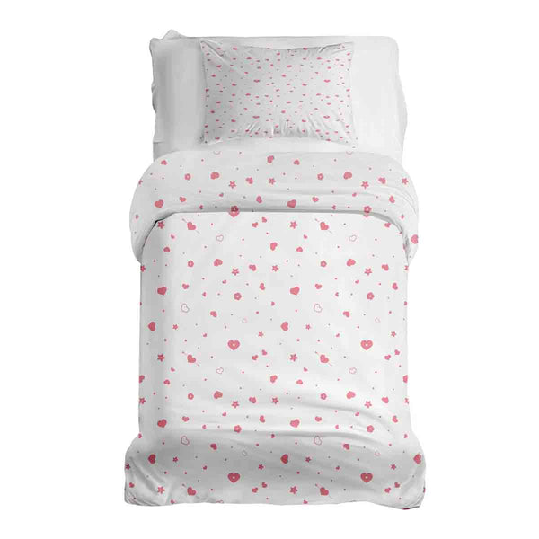 Therapy blankets and bedding set, pink hearts and flowers.