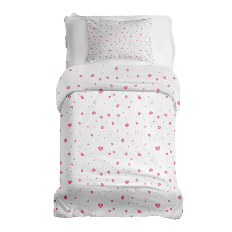 Therapy blankets and bedding set, pink hearts and flowers.