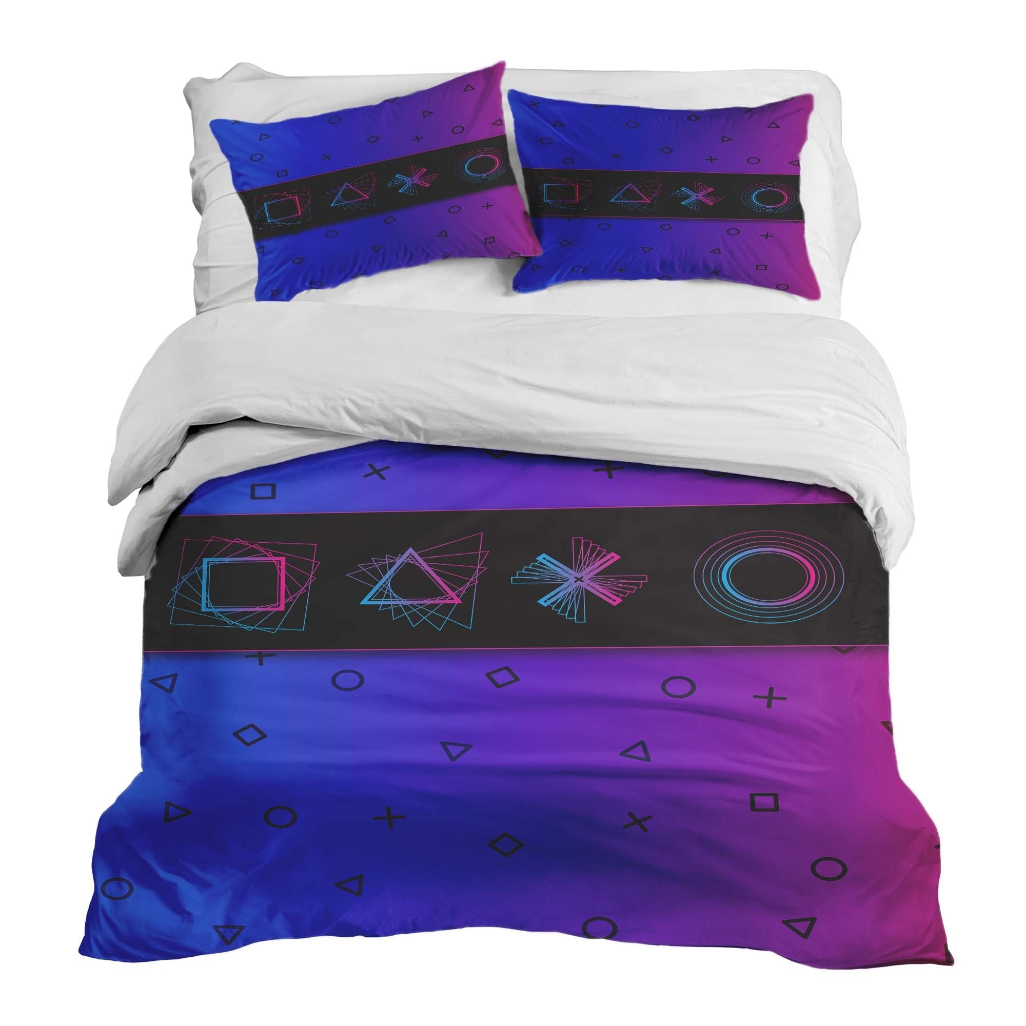 Therapy blankets bedding set purple with shapes