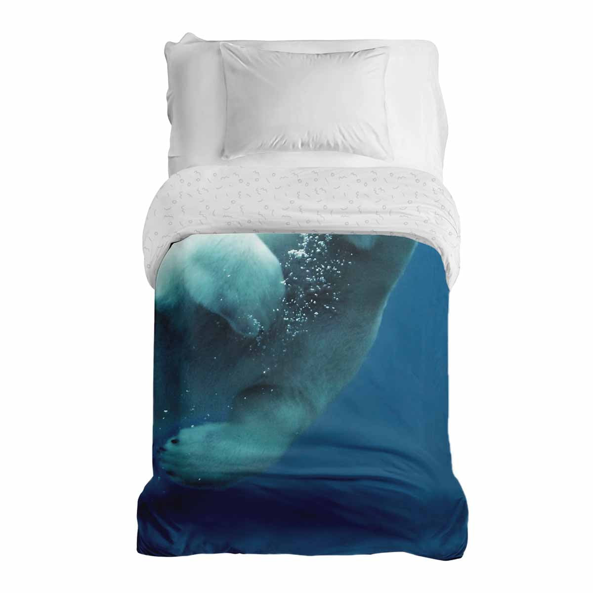 Couverture thérapeutique originale - Housse en coton bleue avec ours polaire