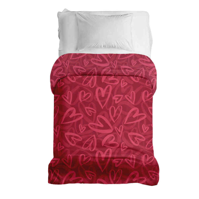 Original therapy blanket - cotton cover red with pink heart motif