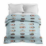 Original therapy blanket - light blue cotton cover with sushi