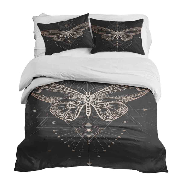Therapy blanket bedding set, black with butterfly.