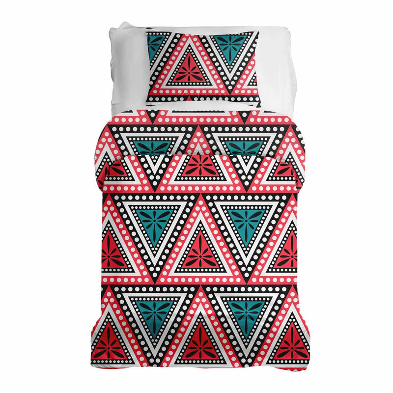 Therapy blanket and bedding set with colorful triangles