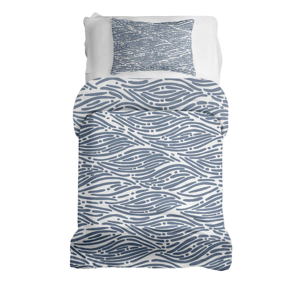 Ensemble de literie avec couverture thérapeutique motif ondulé bleu