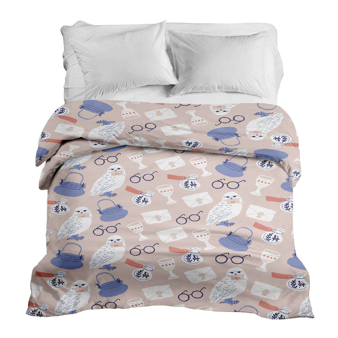Couverture thérapeutique originale - Housse en coton avec la chouette de Harry