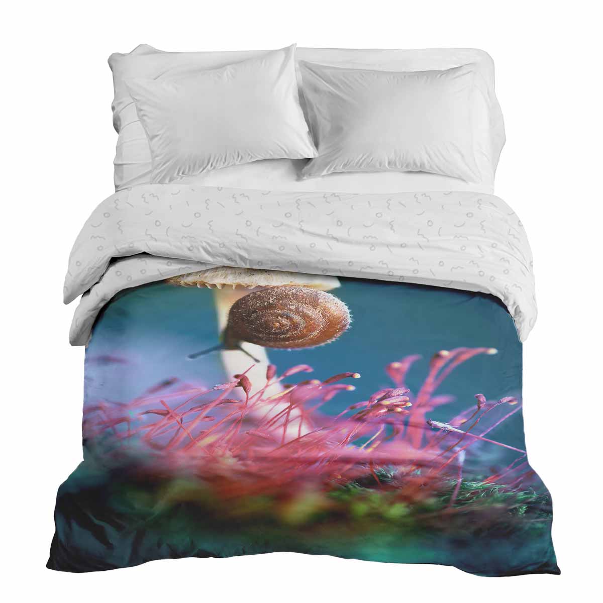 Couverture thérapeutique originale - Housse en coton avec champignon et escargot