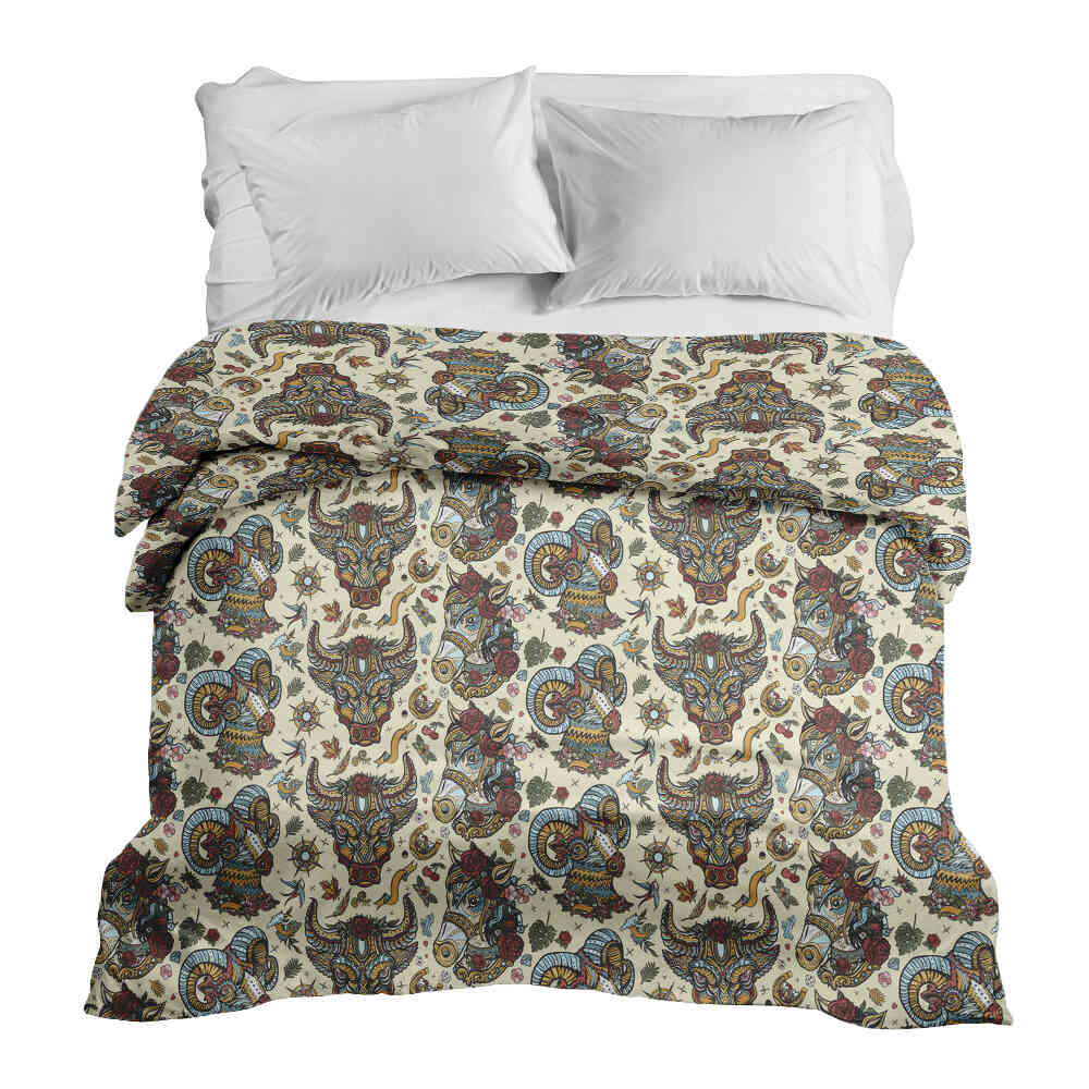 Couverture thérapeutique originale - Housse en coton têtes d'animaux colorées