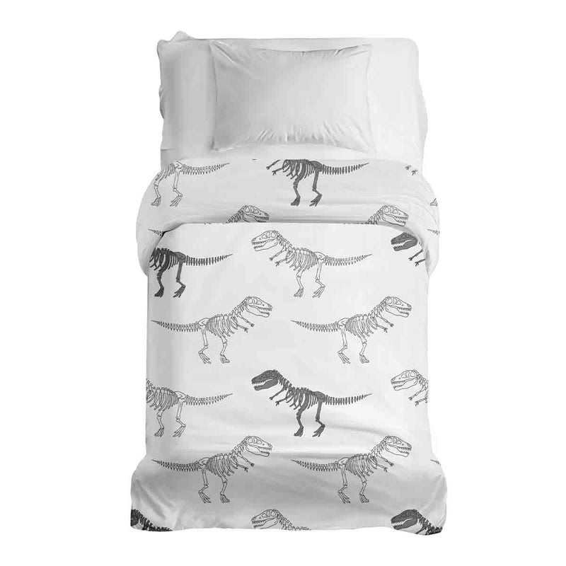 Original therapy blanket - cotton cover white with dinosaur skeleton