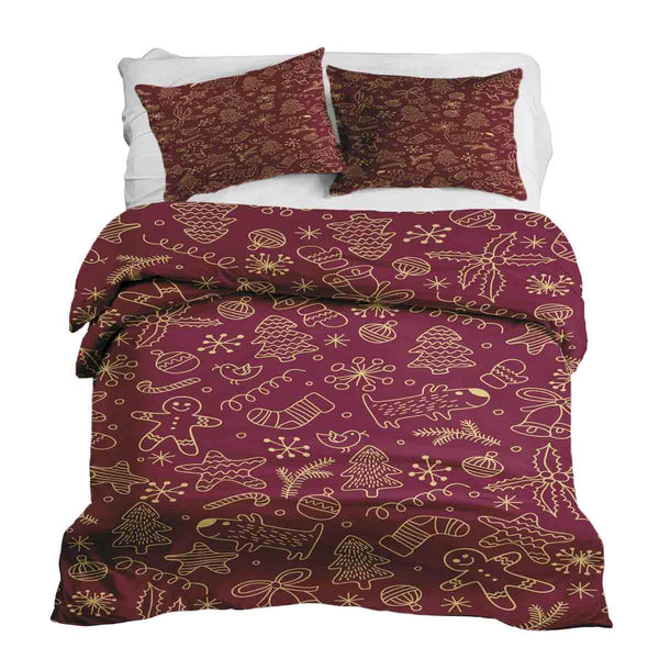 Therapy blankets and bedding set, red with funny Christmas motifs.