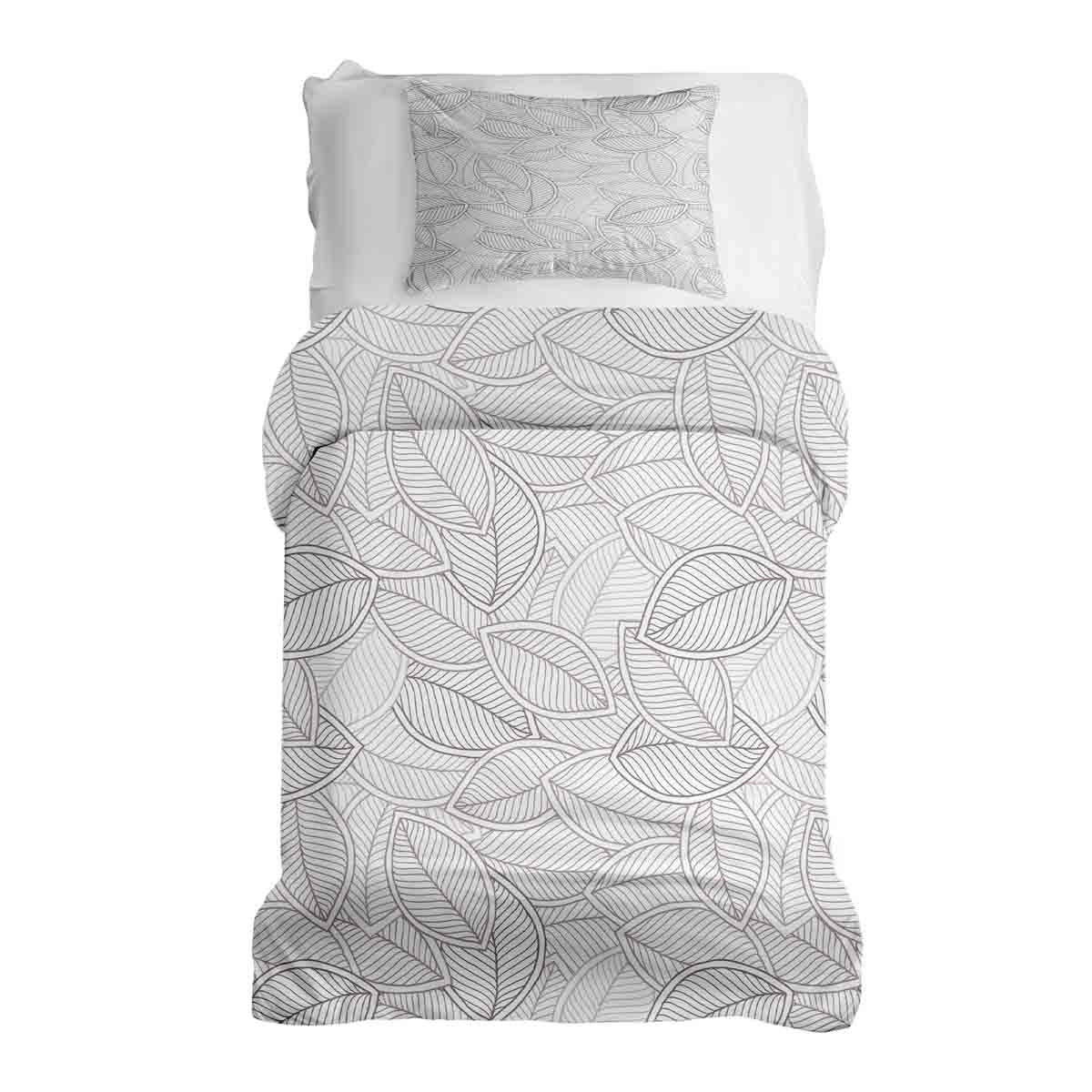 Ensemble de literie avec couvertures thérapeutiques et feuilles de palmier grises
