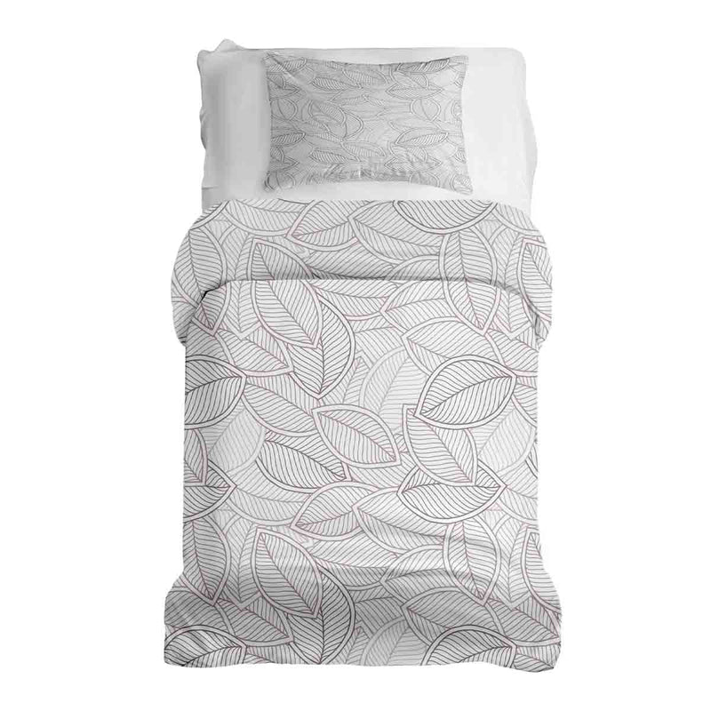 Therapy blanket and bedding set with grey palm leaves.