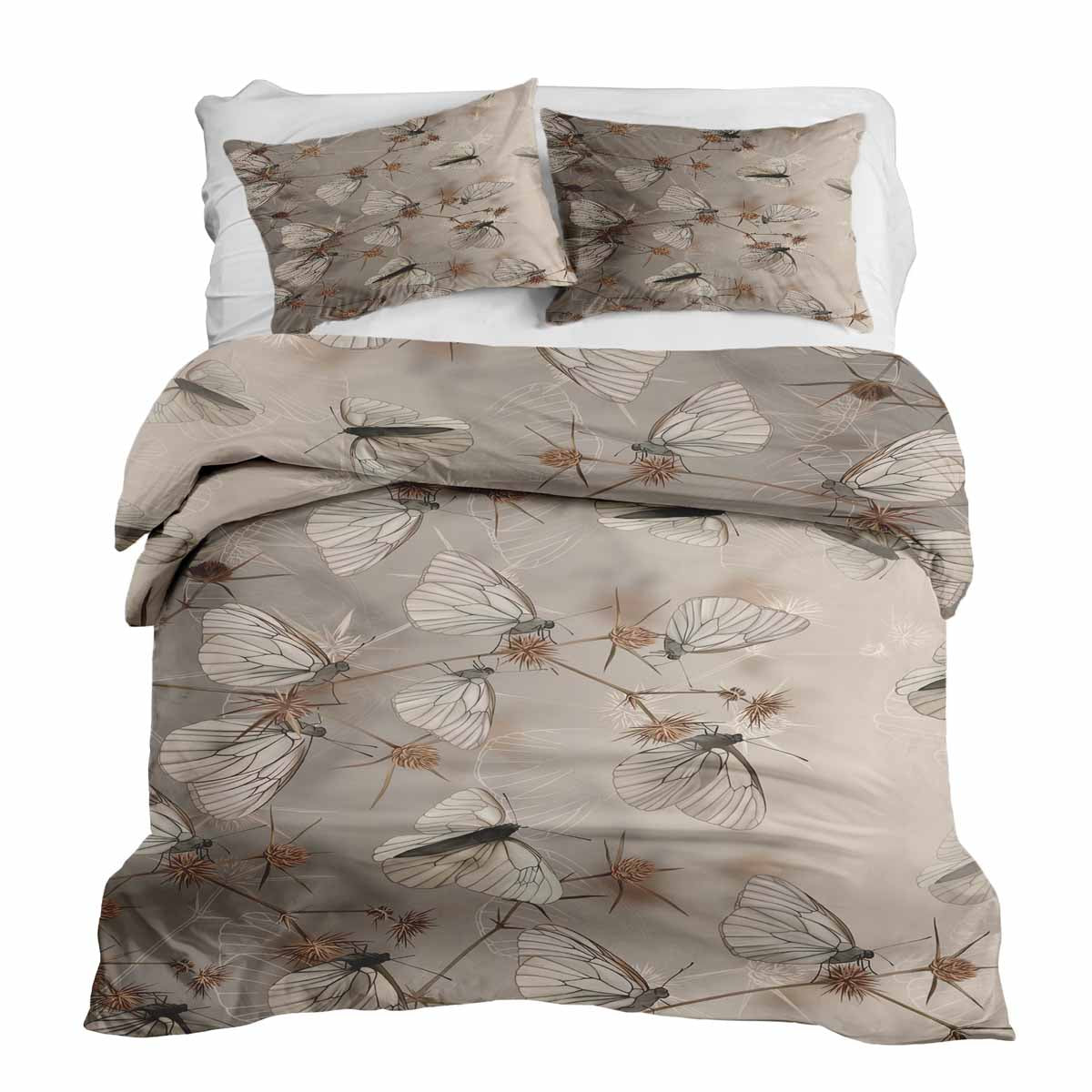 Therapy blankets bedding set beige with moths