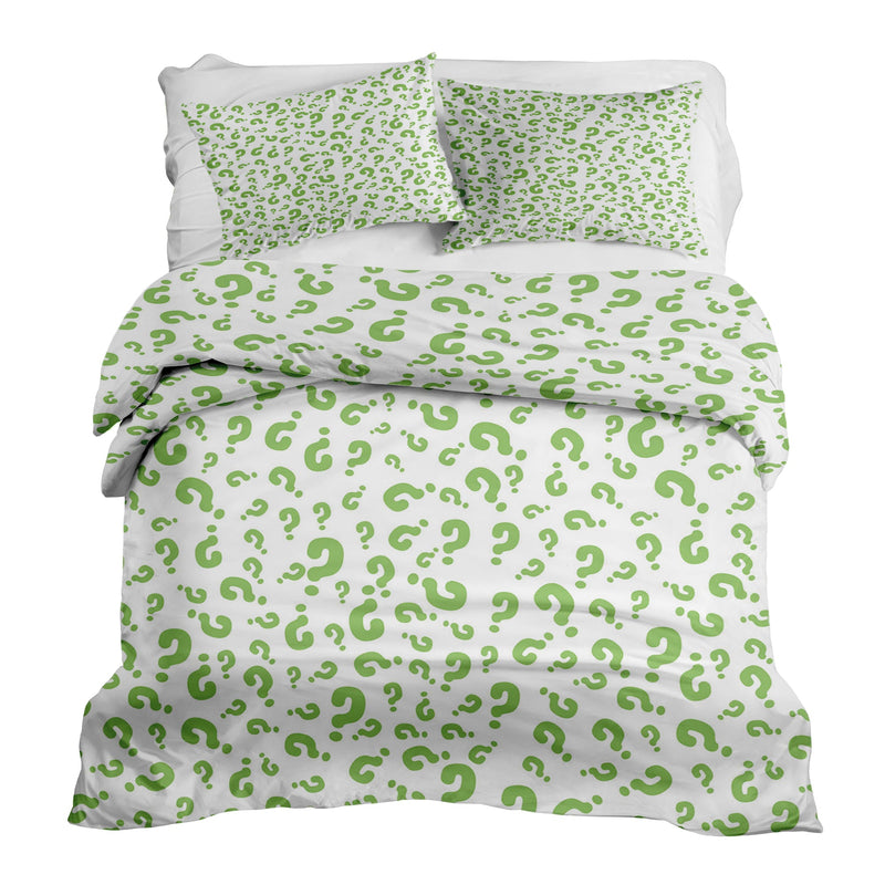 Therapy blankets bedding set green question marks