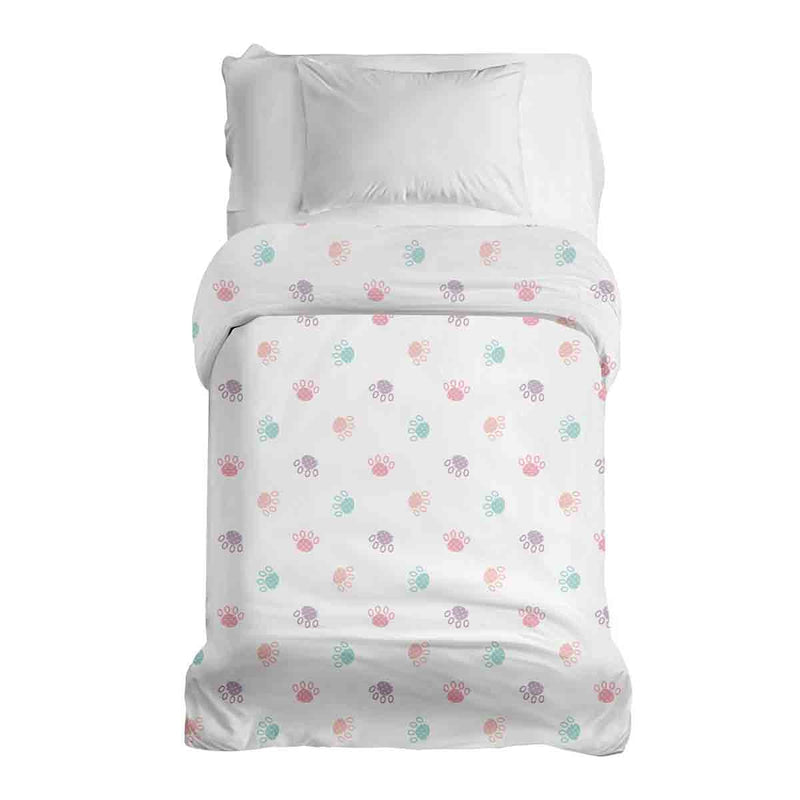 Original therapy blanket - cotton cover white with colorful paws