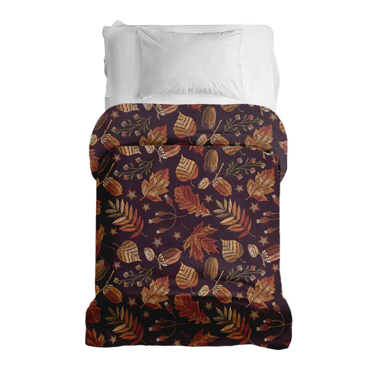 Couverture thérapeutique originale - Housse en coton feuilles d'automne brunes
