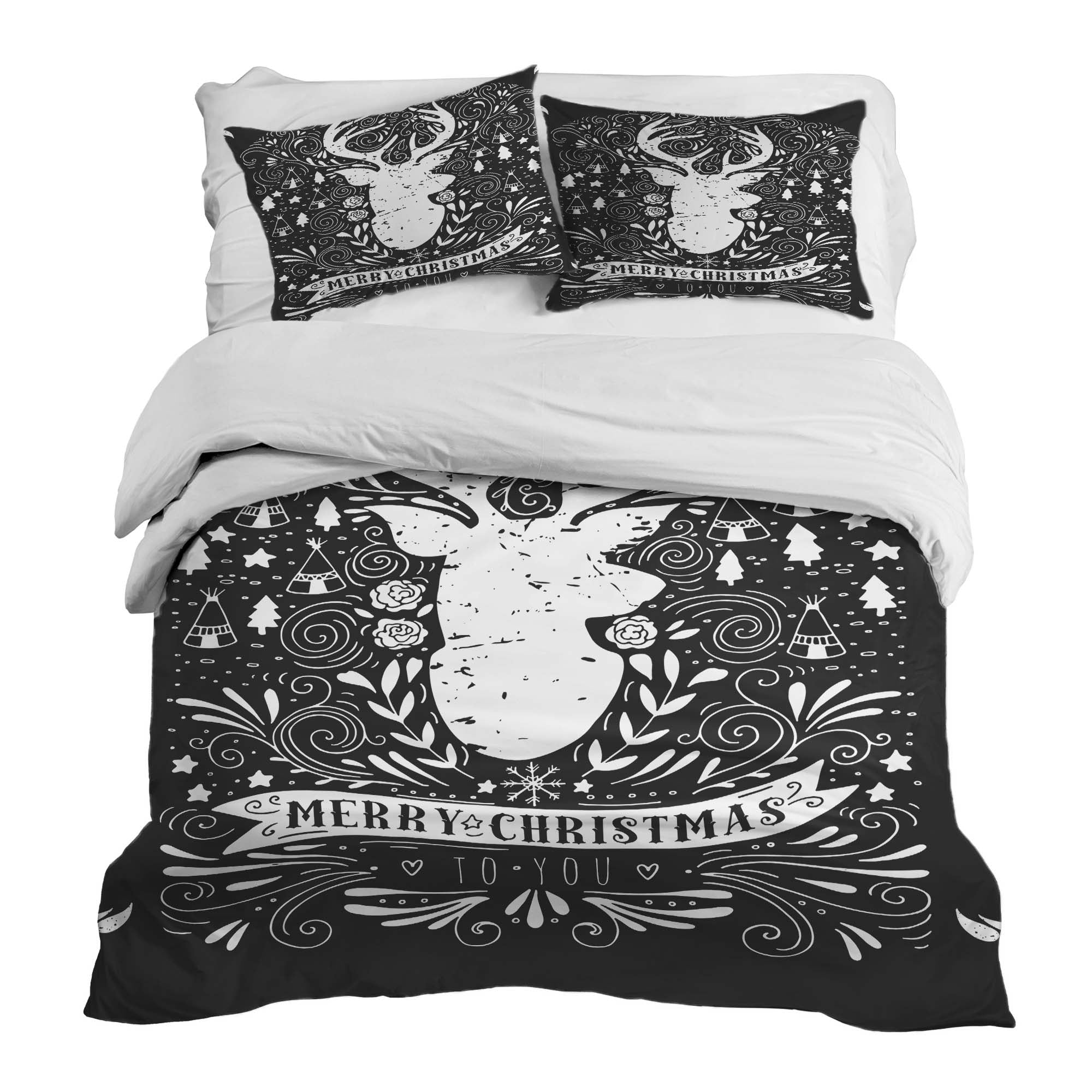 Therapy blankets bedding set black Merry Christmas