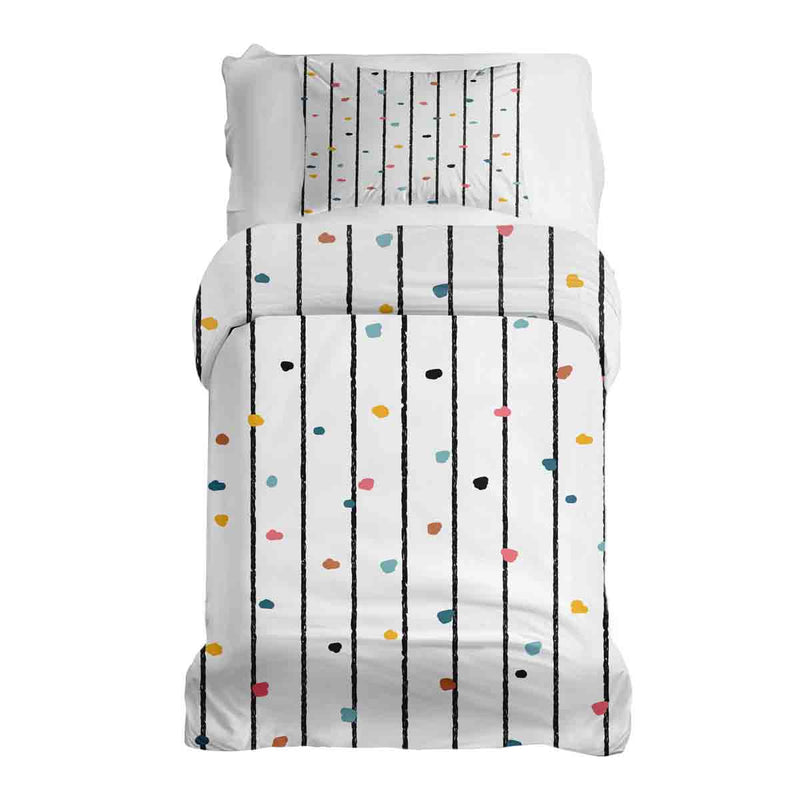 Therapy blanket and bedding set with colorful dots.