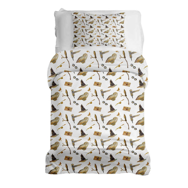 Therapy blanket and bedding set, white with owls.