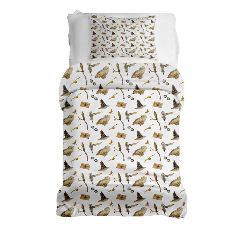 Therapy blanket and bedding set, white with owls.