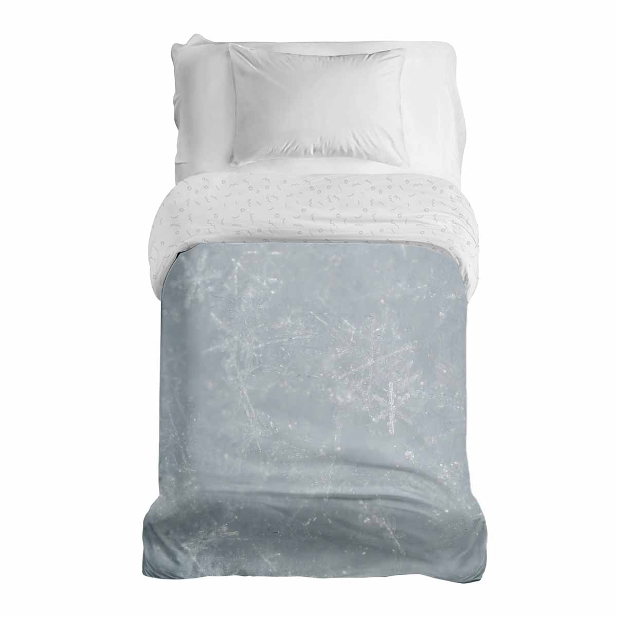 Couverture thérapeutique originale - Housse en coton grise avec flocons de neige