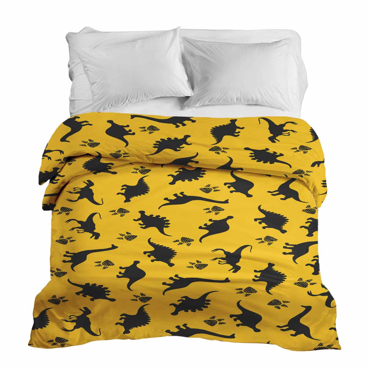 Couverture thérapeutique originale - Housse en coton jaune avec dinosaures
