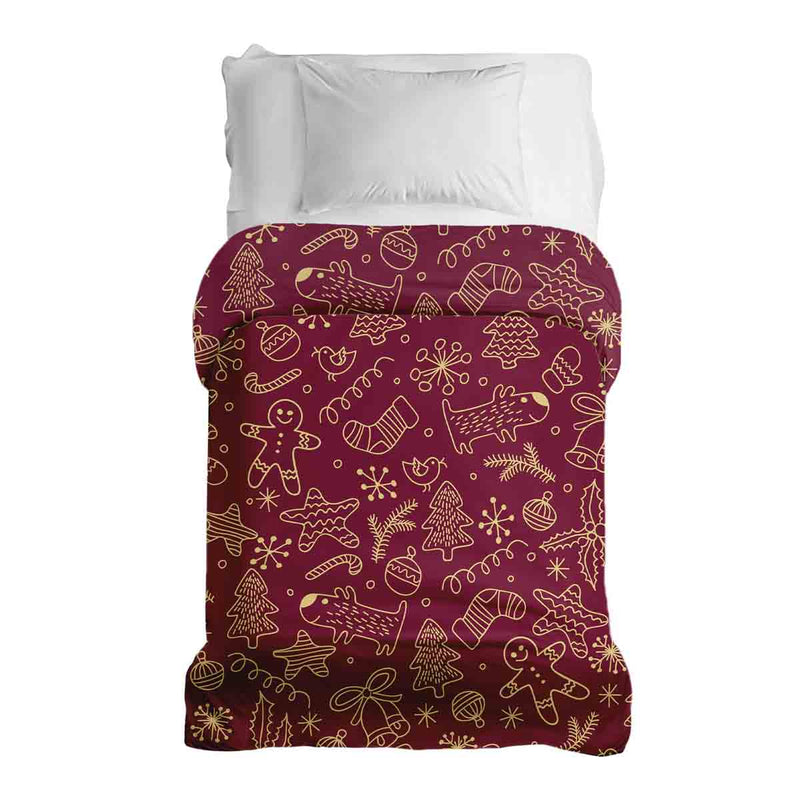 Original therapy blanket - cotton cover red with funny Christmas motifs
