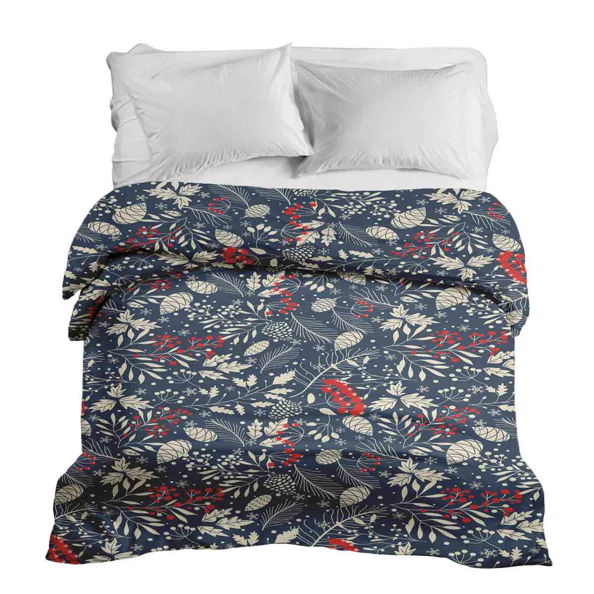 Couverture thérapeutique originale - Housse en coton feuilles de Noël