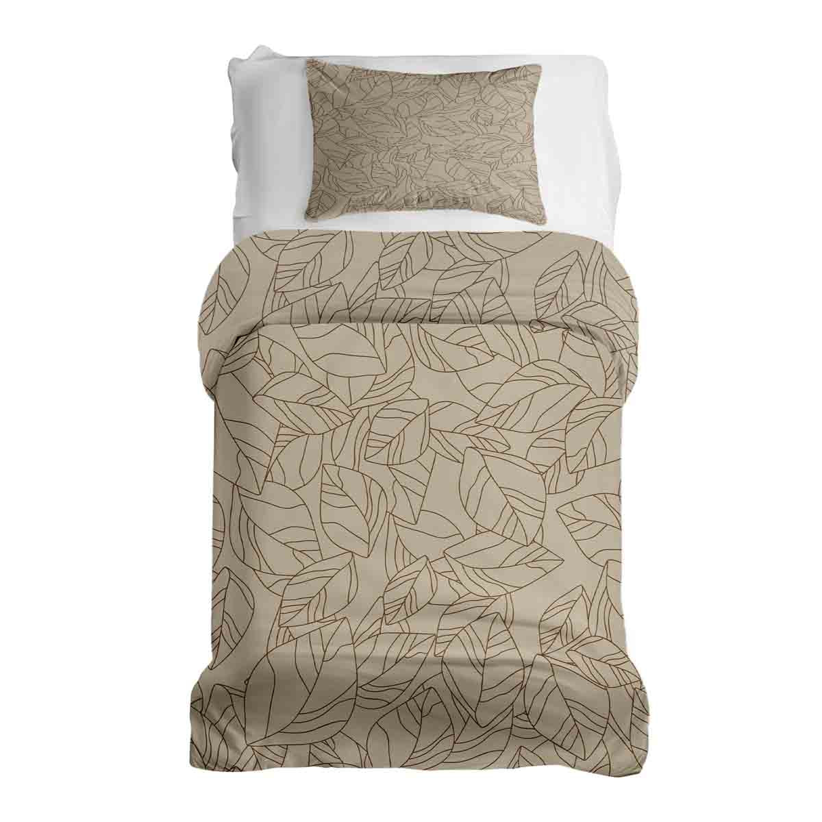 Therapy blankets bedding set beige with leaf pattern black