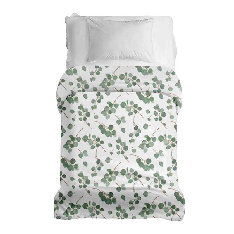 Original therapy blanket - cotton cover white with eucalyptus branches