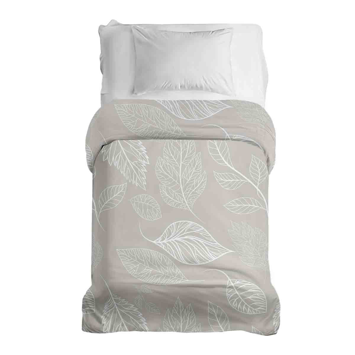 Couverture thérapeutique originale - Housse en coton beige avec feuilles claires