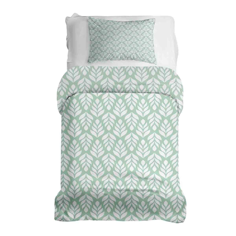 Therapy blanket and bedding set, green with fir trees.
