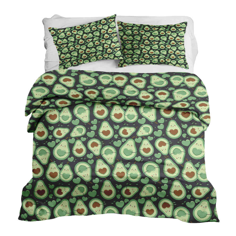 Therapy blankets bedding set green avocados