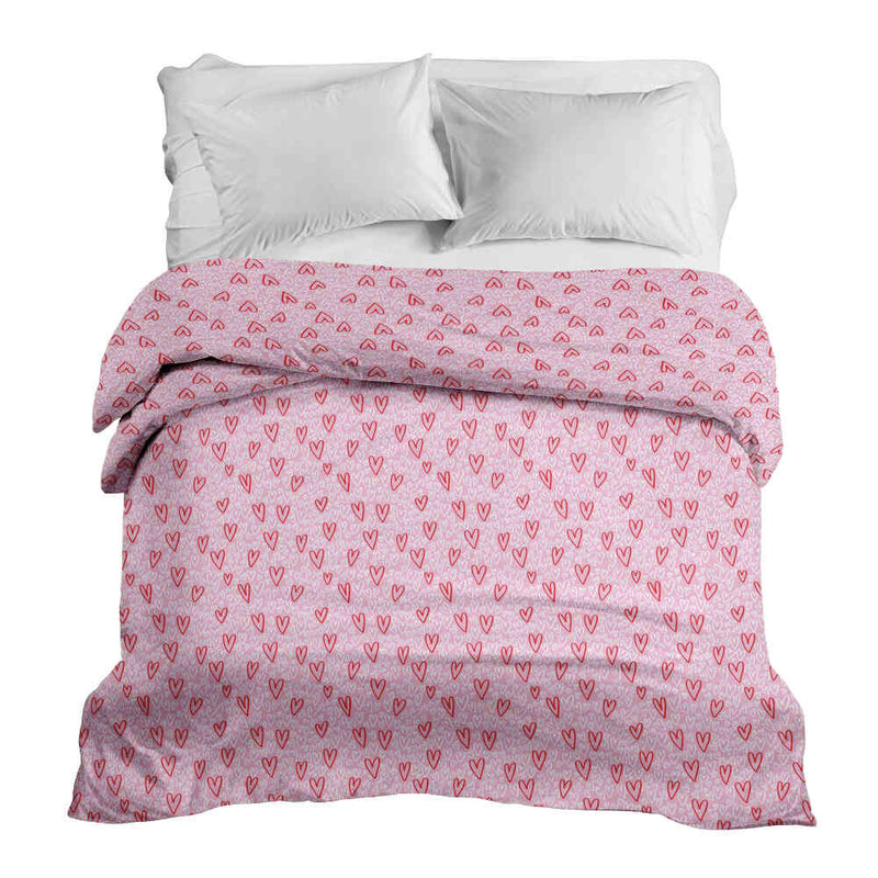 Original therapy blanket - cotton cover pink red hearts
