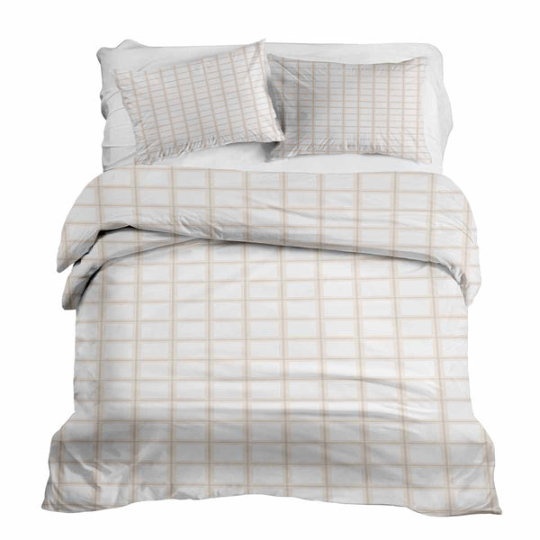 Therapy blankets bedding set orange beige checkered