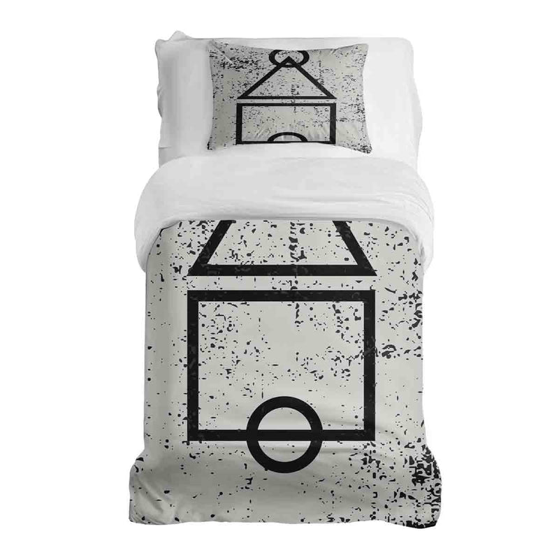 Therapy blanket bedding set, white, Dalgona shapes.