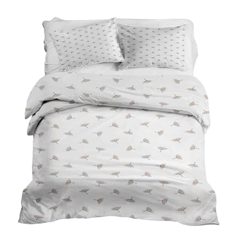 Therapy blankets and bedding set, white with small mistletoe branches.