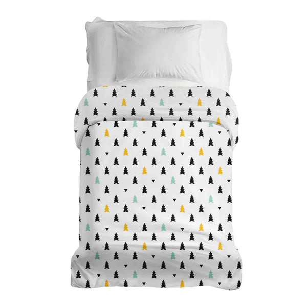 Original therapy blanket - cotton cover white with small fir trees