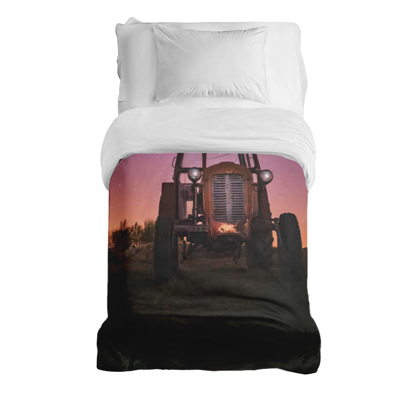 Original therapy blanket - cotton cover purple with tractor