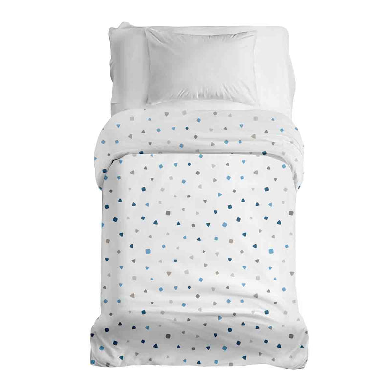 Original therapy blanket - cotton cover white with small blue shapes
