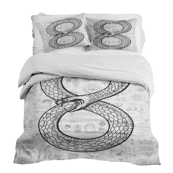 Therapy blanket and bedding set with snake motif.