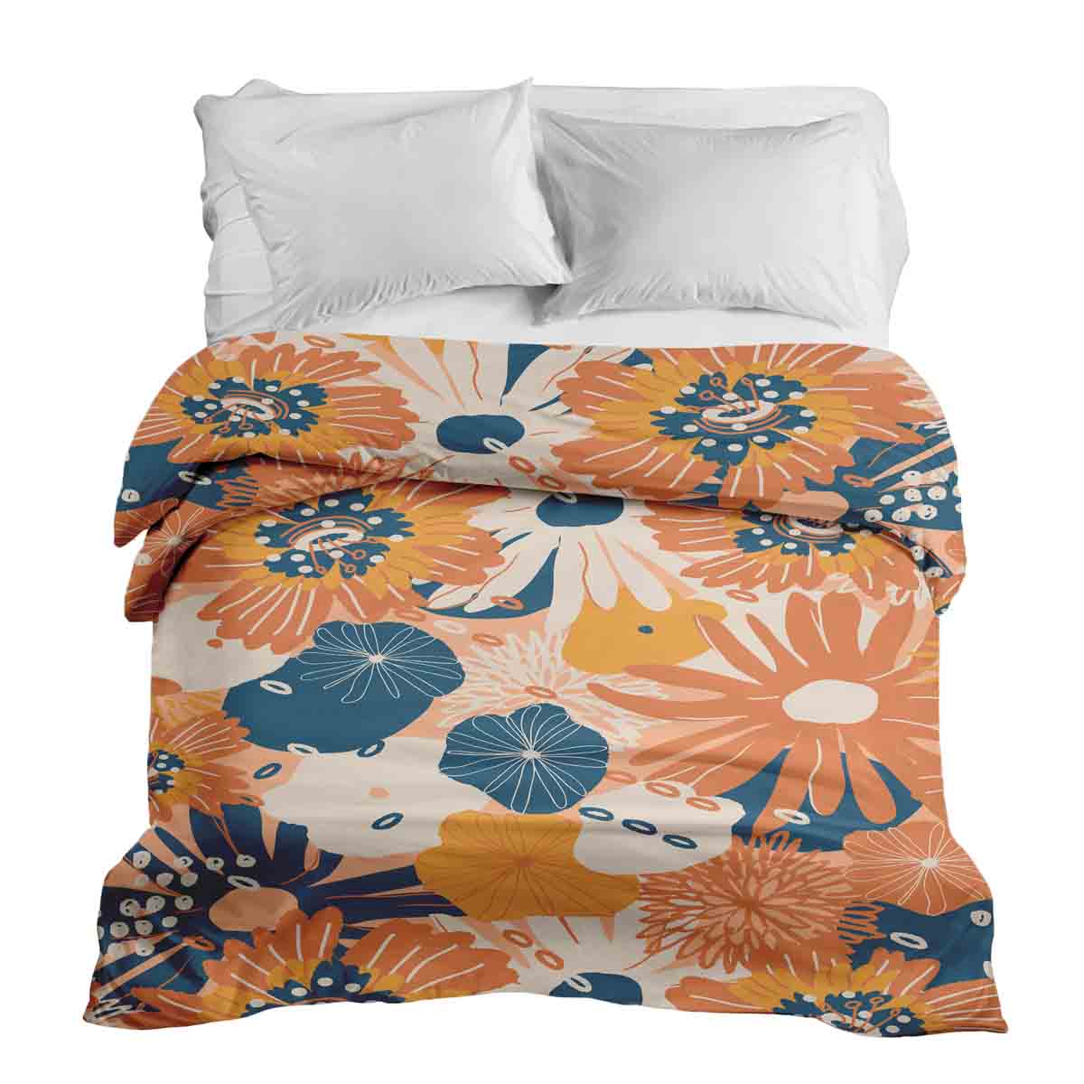 Couverture thérapeutique originale - Housse en coton avec fleurs de gerbera