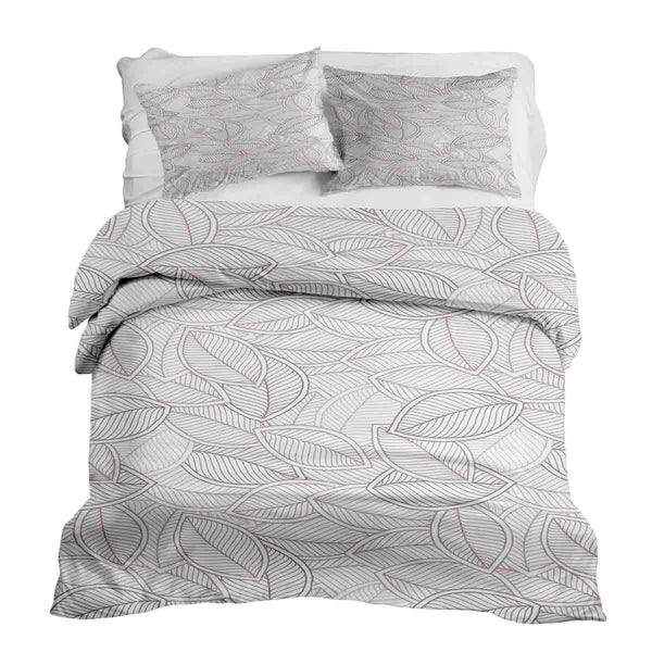 Therapy blanket and bedding set with grey palm leaves.