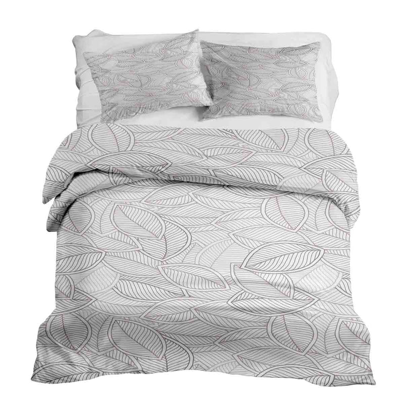 Therapy blanket and bedding set with grey palm leaves.